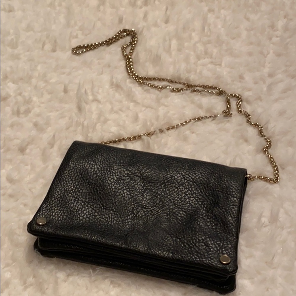 Street Level Black Crossbody Purse w/ Gold Strap